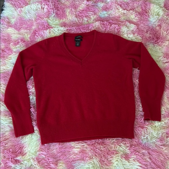 Halogen Sweaters - Halogen Red V-Neck Sweater Soft Knit 100% cashmere